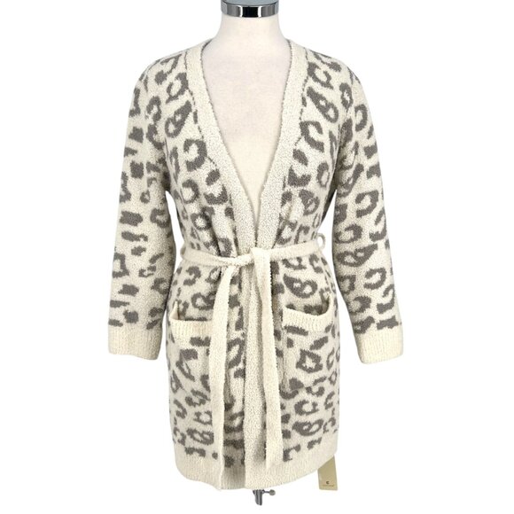 Comfyluxe Leopard Print Luxury Soft Robe Cream Ivory Gray One Size NWT - Picture 1 of 11